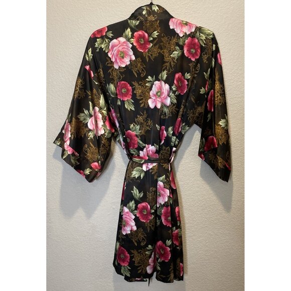 Sophia By Delicates Medium Large Pink Floral Slip Dress Nightgown Short Robe Set - Picture 2 of 8